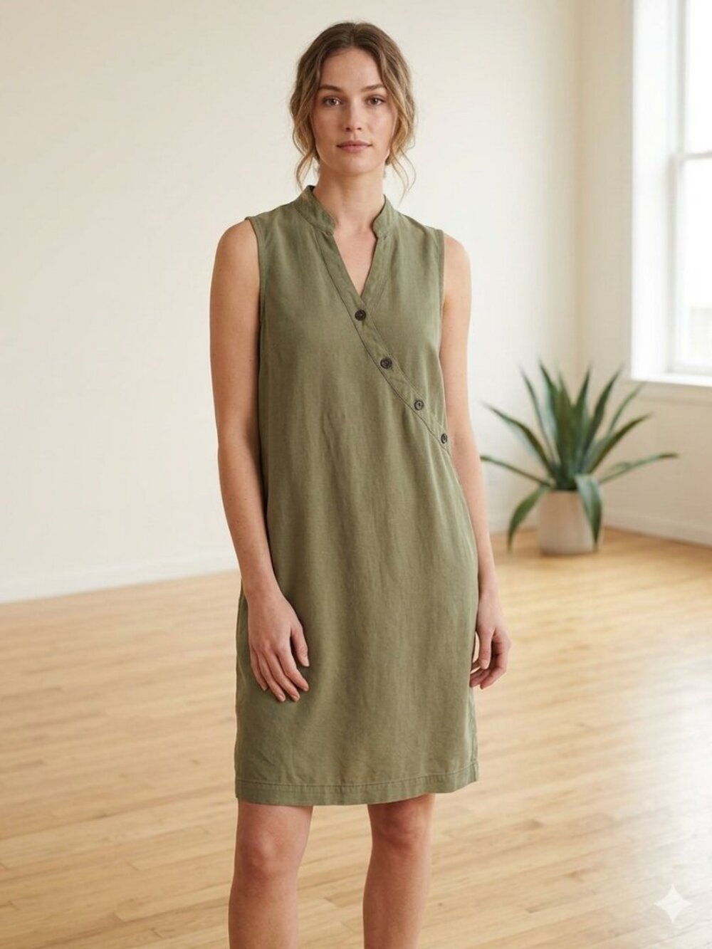 Neon Buddha Sz XL Olive Midi Dress, Yoga, Boho, Meditation, Comfort, Nirvana